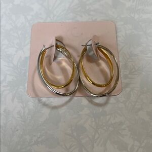 Two-Tone Gold and Silver Hoop Earrings - Women Jewelry